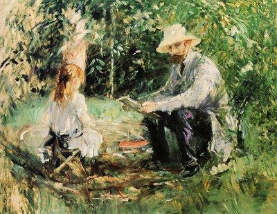 Eugène Manet and His Daughter in the Garden by Édouard Manet
